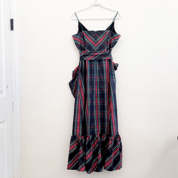 J. Crew Stewart Tartan Plaid Faux Wrap Ruffle Midi Dress 16 NWT - Picture 8 of 10